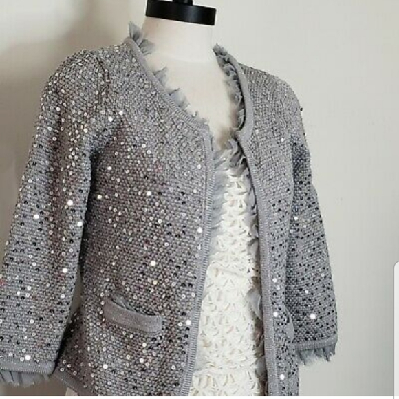 Silver sequin sweater - Picture 1 of 8